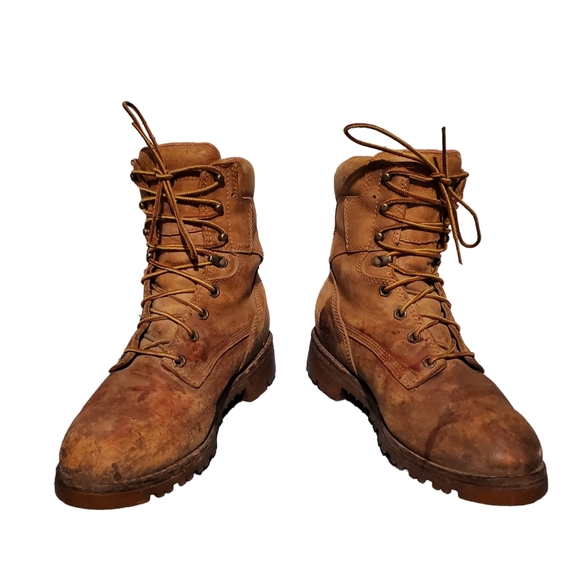 Vintage Chippewa Leather Lace-Up Combat Logger Boots Men's 8.5E, Vibram Soles - Picture 4 of 10